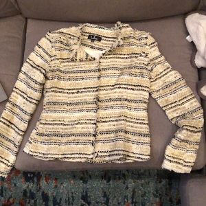 Cream, black, sparkly striped Tweed blazer